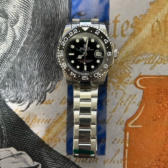 @prestigewristwear305 Other - Men’s Luxury GMT Style Automatic Stainless Steel Watch “Bruce Wayne” Colorway.